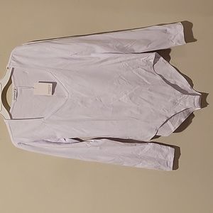 ❤️ NWT! MANGOPOP BODYSUIT, SWEETHEART NECKLINE LONG SLEEVE, WHITE, MEDIUM